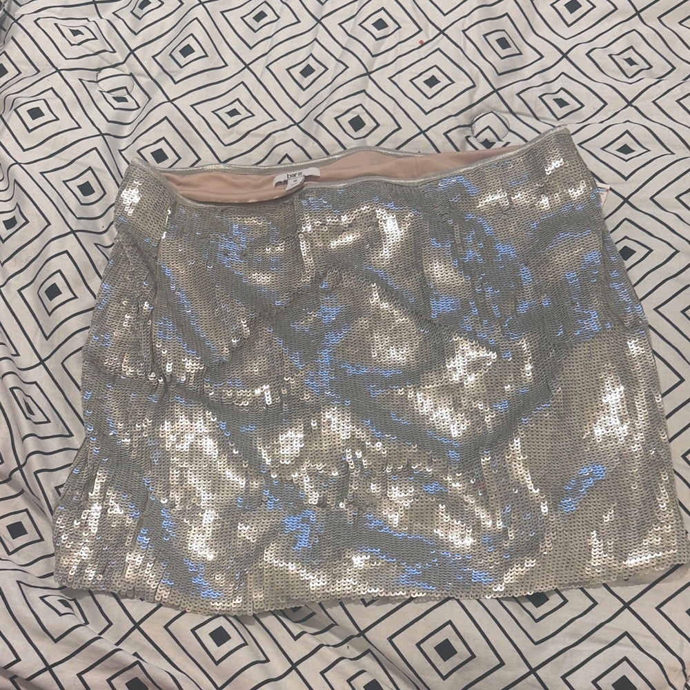 Bar III Silver Sequin Mini Skirt